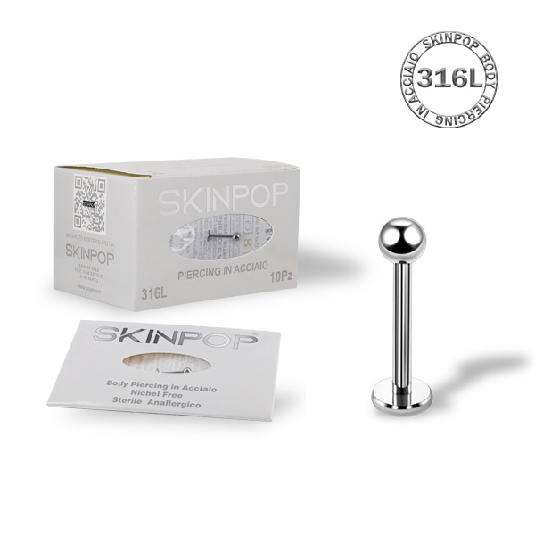 Labret Skinpop in Acciaio 316L Sterile 1.2 X 10 X 3   CONF. 1 PZ